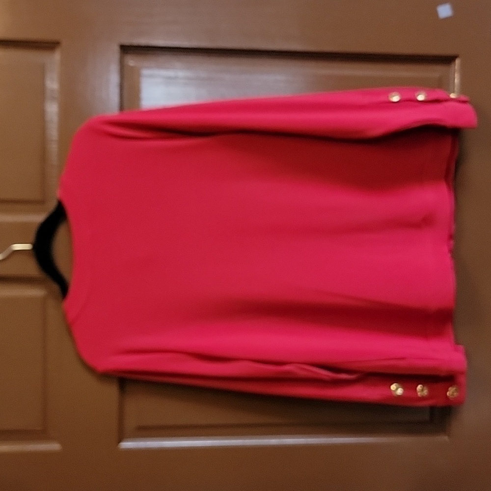 Boston Proper-Red long sleeved knit sweater with gold zippers  Size L. NWT. - Picture 8 of 13